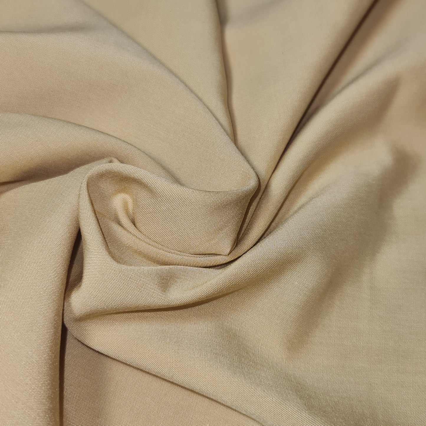 BEIGE GOLD PLAIN VISCOSE CHALLIS FABRIC SOFT NON STRETCH DRESS CRAFT MATERIAL 58" BY METER