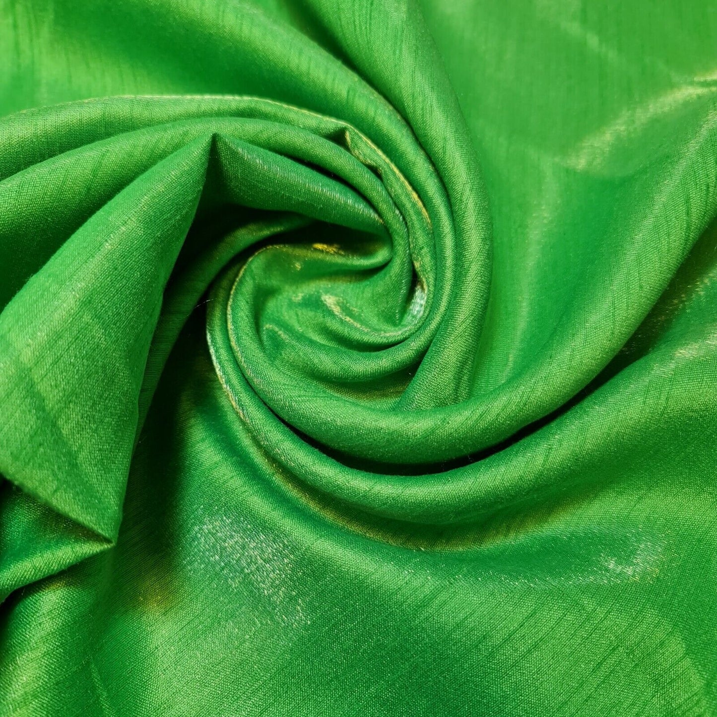 Plain Poly Faux Dupion Silk Fabric – 44" Wide Shiny Dress, Craft & Patchwork Material, 25-Meter Bolt Apple Green