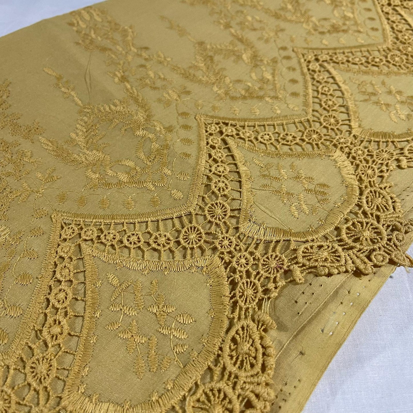 Cotton Floral Embroidery Fabric – Broderie Anglaise Lace Dress & Craft Material, 44" Wide