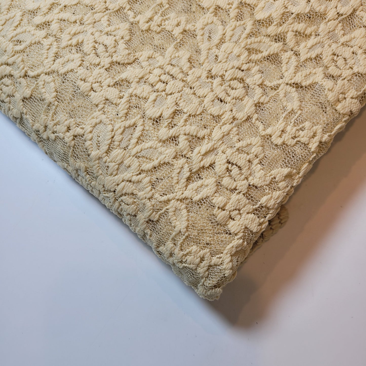 Floral Bridal Lace Fabric – 58" Wide Polyester Mesh & Elastane Blend Dress Material by the Meter