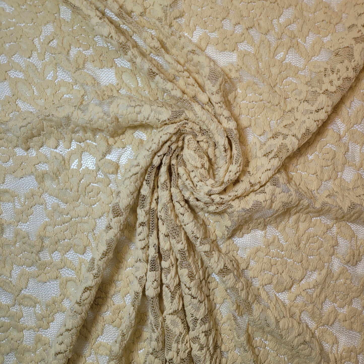 Floral Bridal Lace Fabric – 58" Wide Polyester Mesh & Elastane Blend Dress Material by the Meter