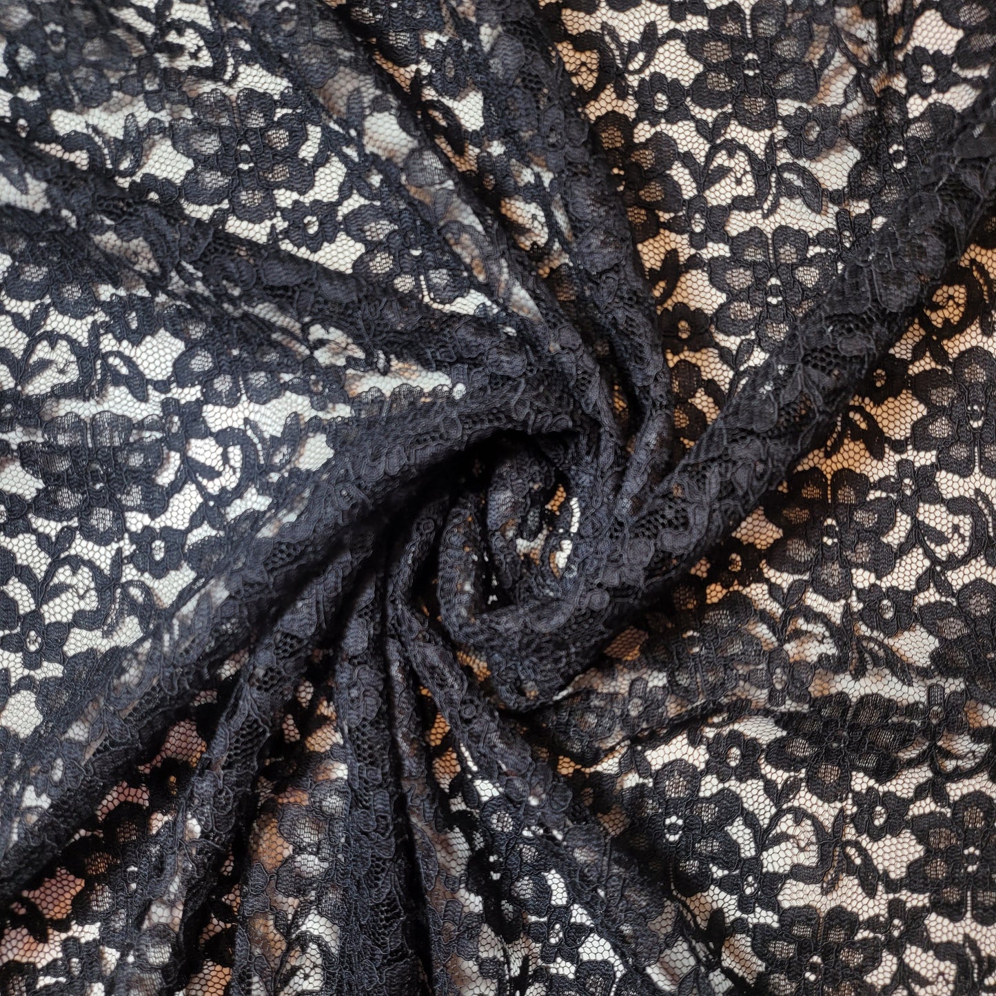 Floral Bridal Lace Fabric – 58" Wide Polyester Mesh & Elastane Blend Dress Material by the Meter