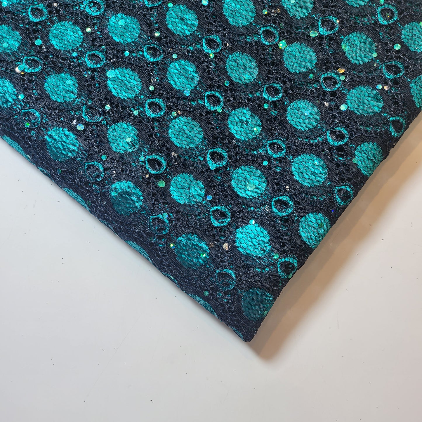 Floral Bridal Lace Fabric – 58" Wide Polyester Mesh & Elastane Blend Dress Material by the Meter