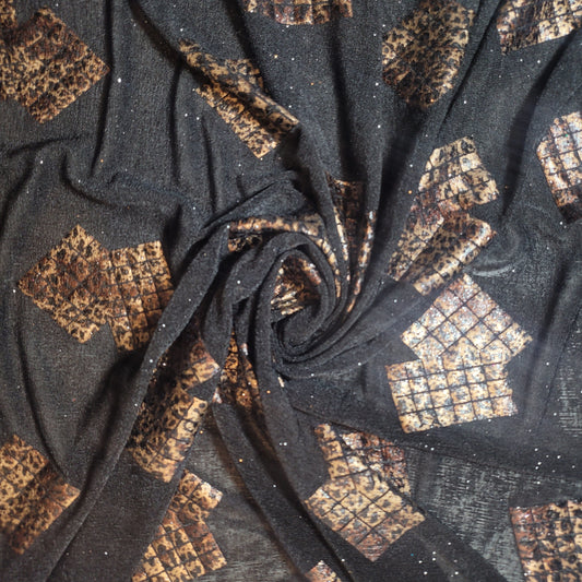 Leopard Foil ITY Lycra Elastane Fabric – 58" Wide Dress & Craft Material by the Meter