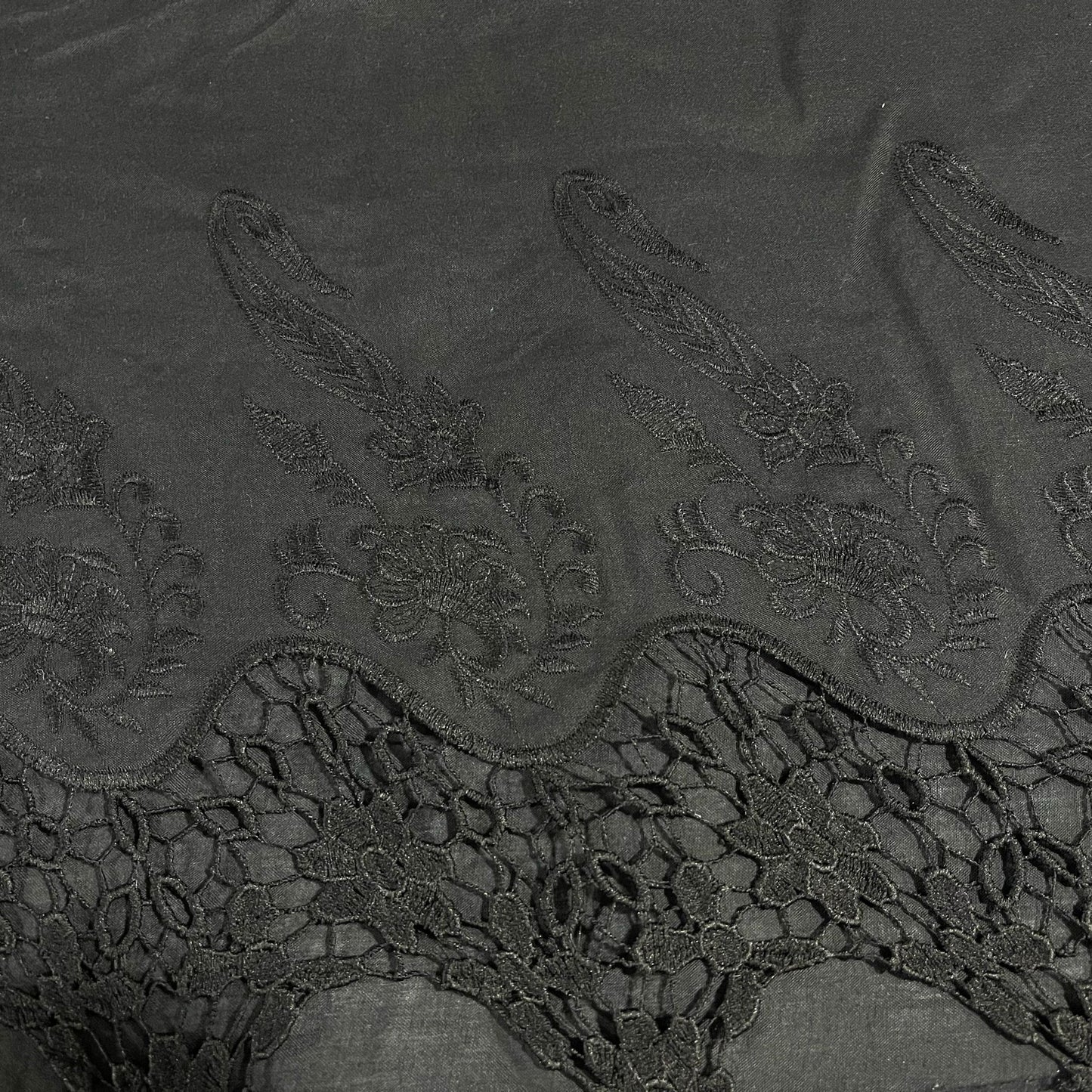 Cotton Floral Embroidery Fabric – Broderie Anglaise Lace Dress & Craft Material, 44" Wide