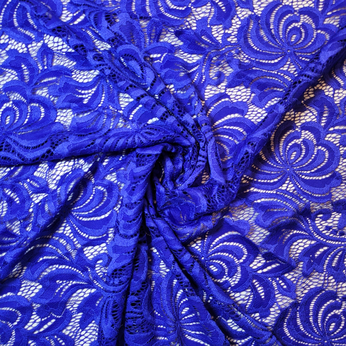 Floral Bridal Lace Fabric – 58" Wide Polyester Mesh & Elastane Blend Dress Material by the Meter