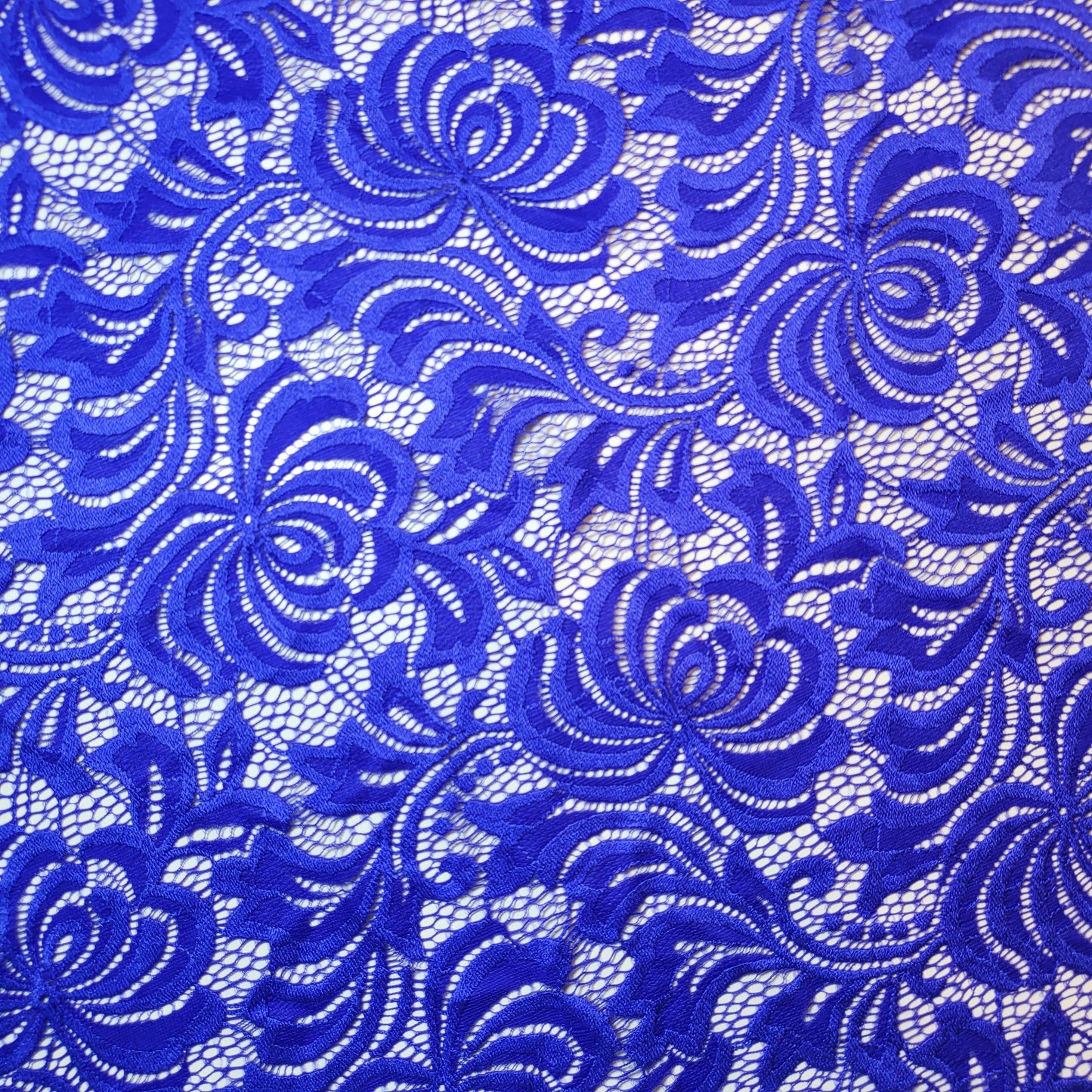 Floral Bridal Lace Fabric – 58" Wide Polyester Mesh & Elastane Blend Dress Material by the Meter