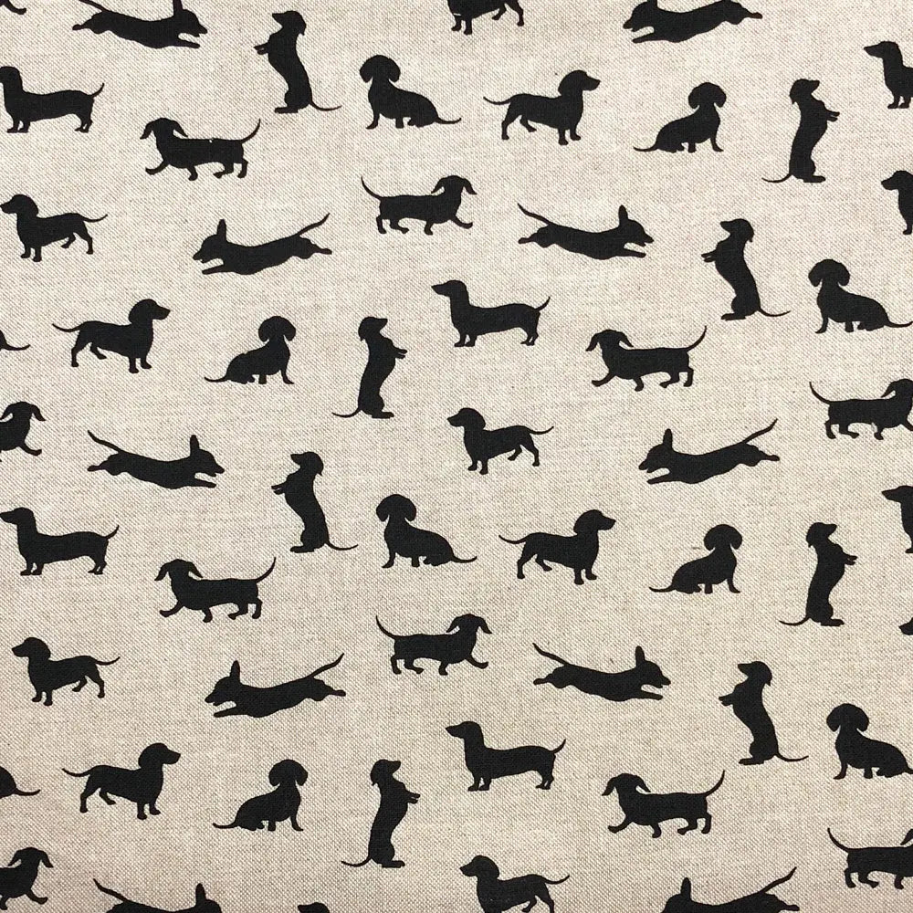 Linen Sausage Dogs Black (CL032)