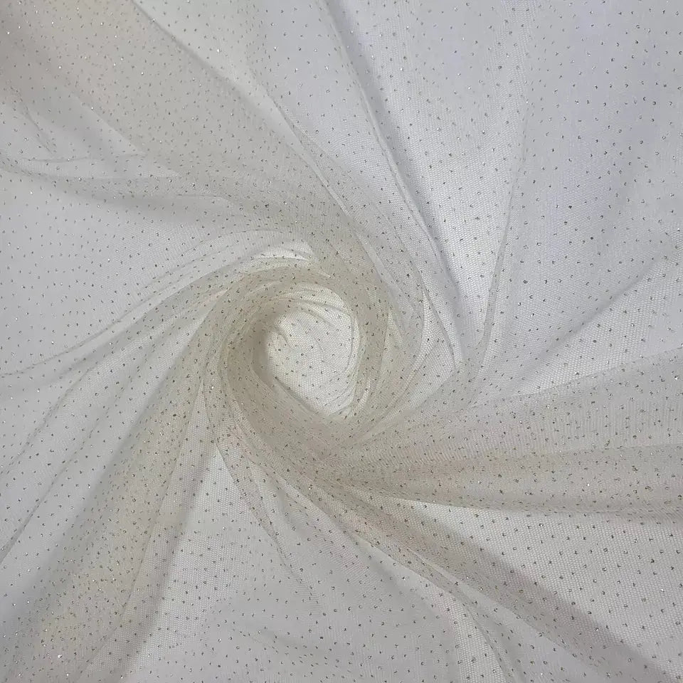 Premium Zari Glitter Soft Mesh Net Fabric | 58" (147cm) Wide Dressmaking & Craft Material β Sold by the Metre