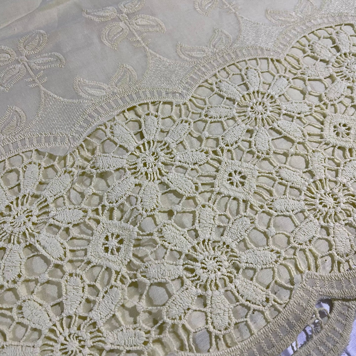 Cotton Floral Embroidery Fabric – Broderie Anglaise Lace Dress & Craft Material, 44" Wide