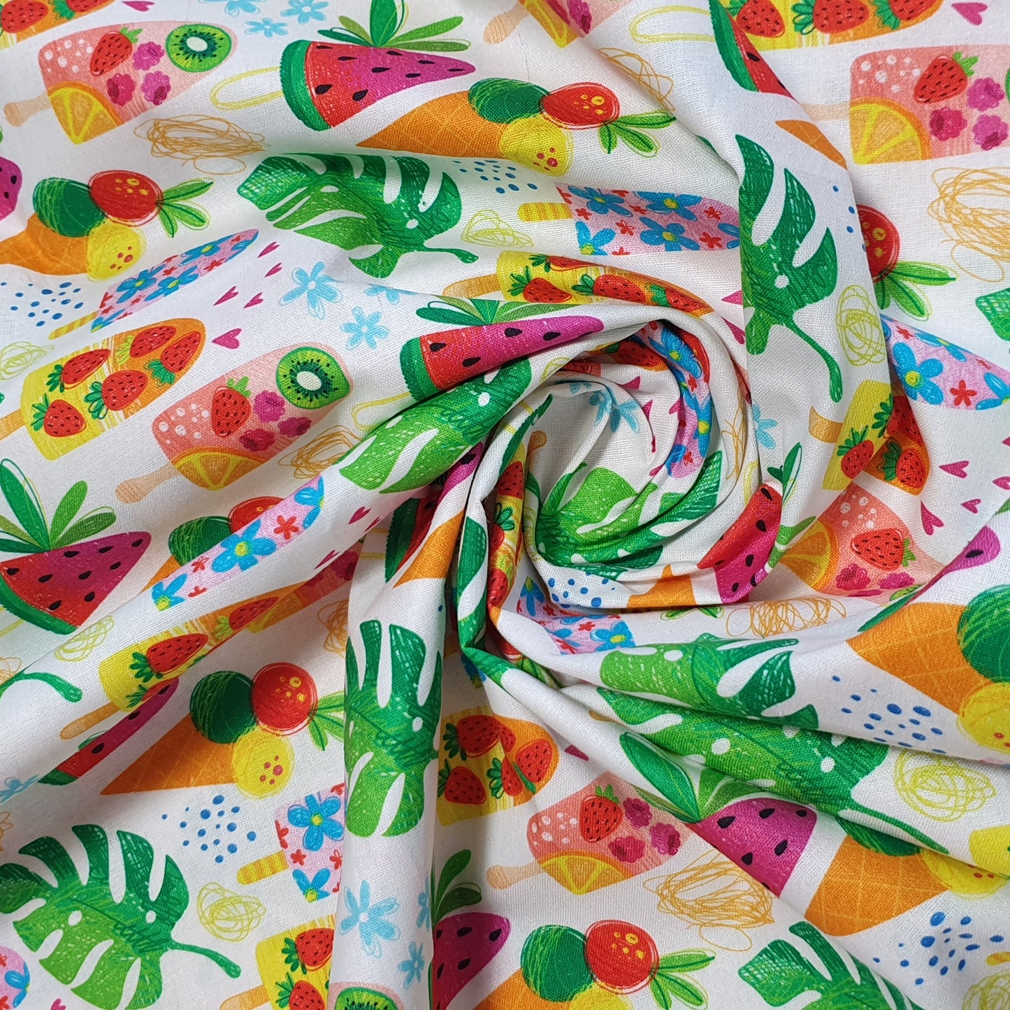 Deliciously Sweet 100% Cotton Fabric: Treats, Fruits & Macarons - 44” Wide for Quilting (Fruity Lollies)