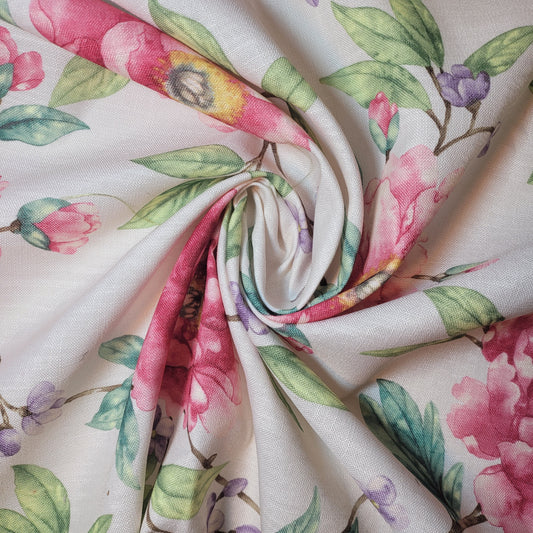 Geometric Stripes & Tartan Chenille Tapestry-Inspired Curtain & Upholstery Fabric – Medium to Heavyweight, 58" Wide (Floral Blossom) - Textile Station