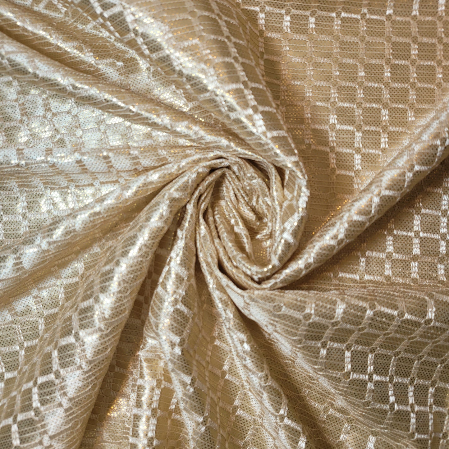 Floral Bridal Lace Fabric – 58" Wide Polyester Mesh & Elastane Blend Dress Material by the Meter