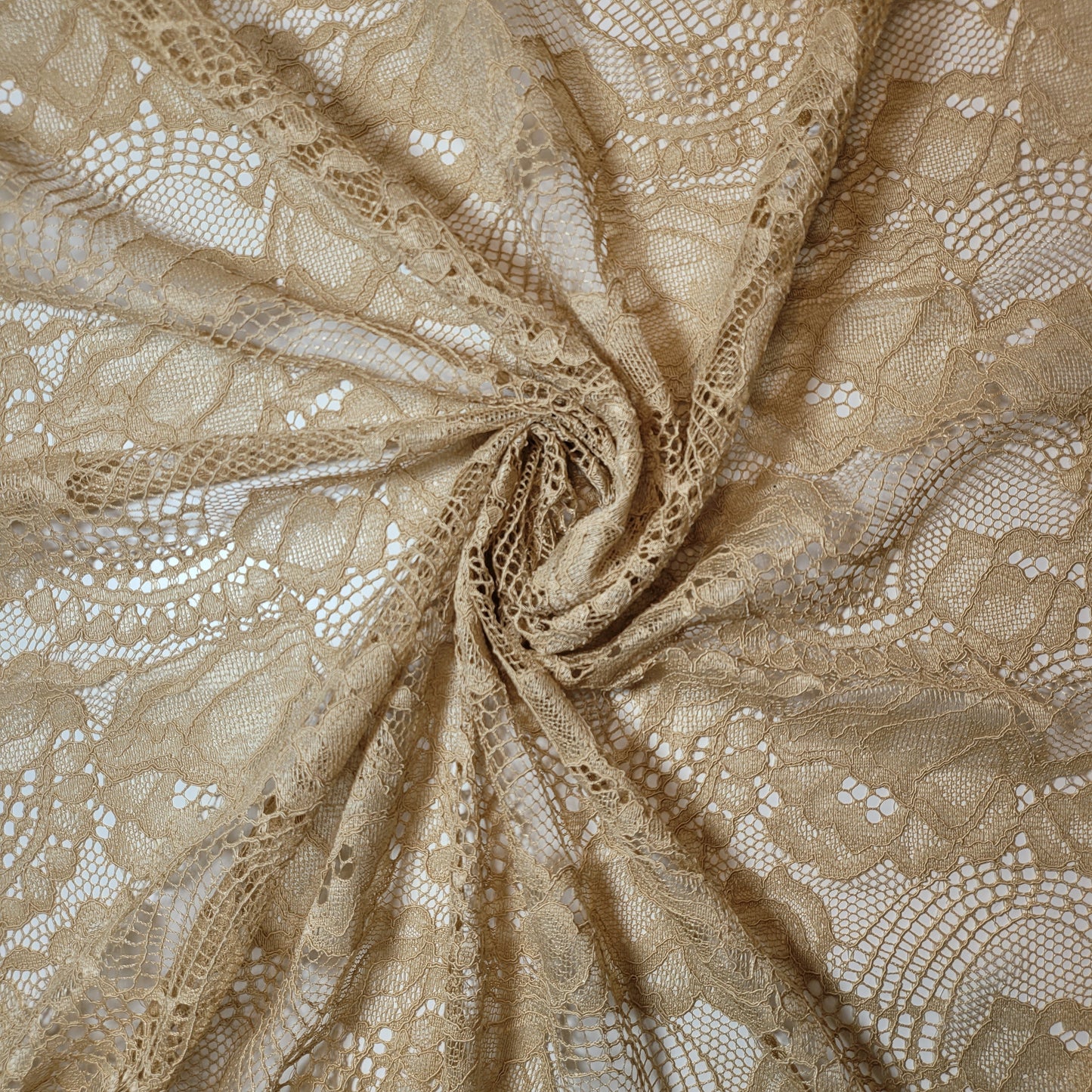 Floral Bridal Lace Fabric – 58" Wide Polyester Mesh & Elastane Blend Dress Material by the Meter