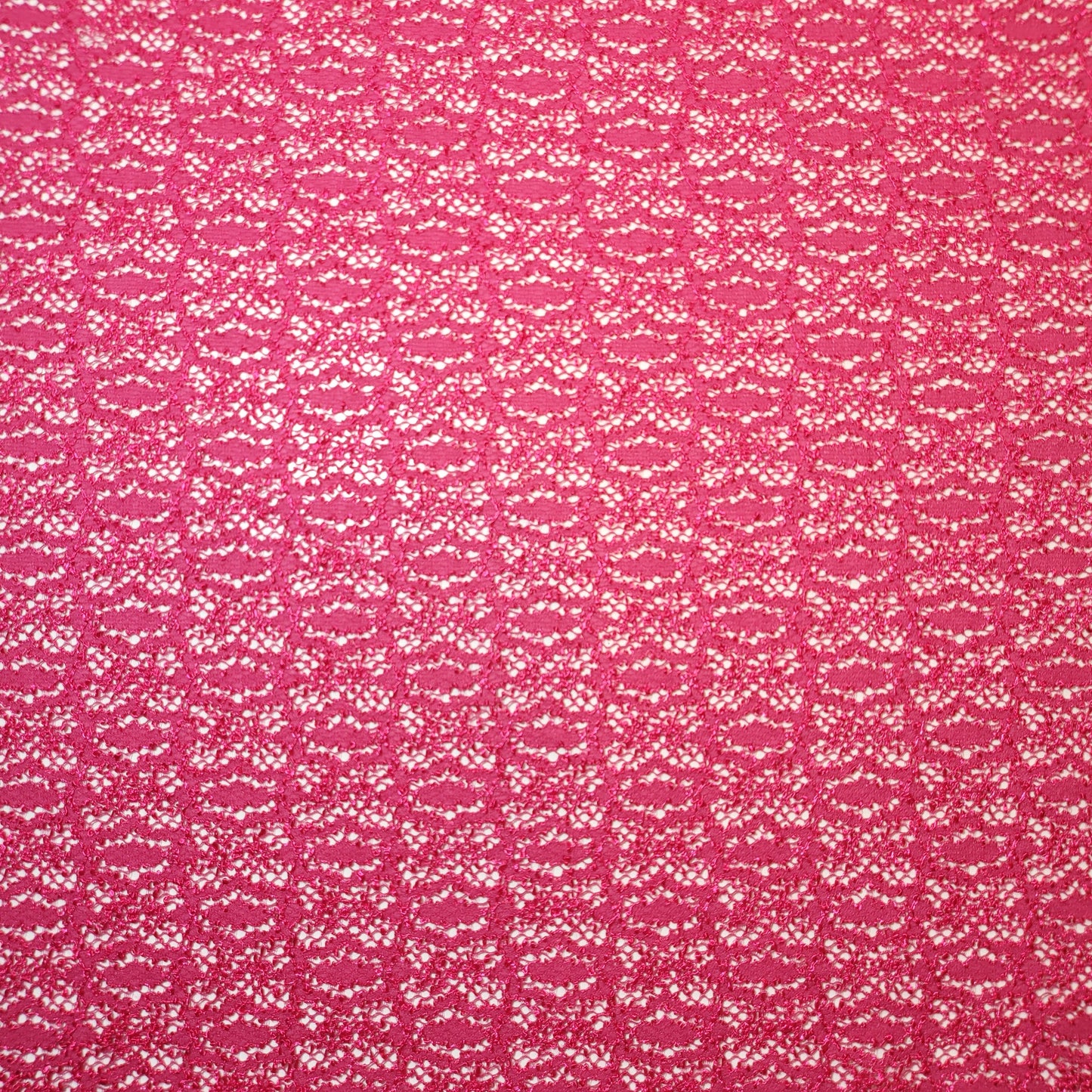 Hot Pink Corded Floral Stretch Floral Bridal Lace Fabric Polyester Mesh Elastane Blend Dress Material 58" By The Meter