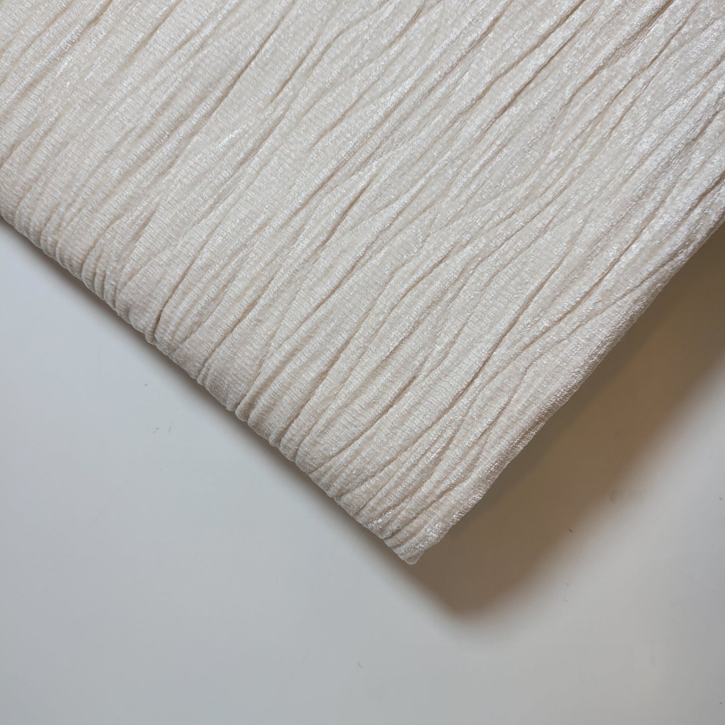 * Clearance * Geometric Stripes & Tartan Chenille Tapestry-Inspired Medium to Heavyweight Curtain & Upholstery Fabrics – 58" Wide", Sold by the Meter (Ivory Crush Chenille Velvet)