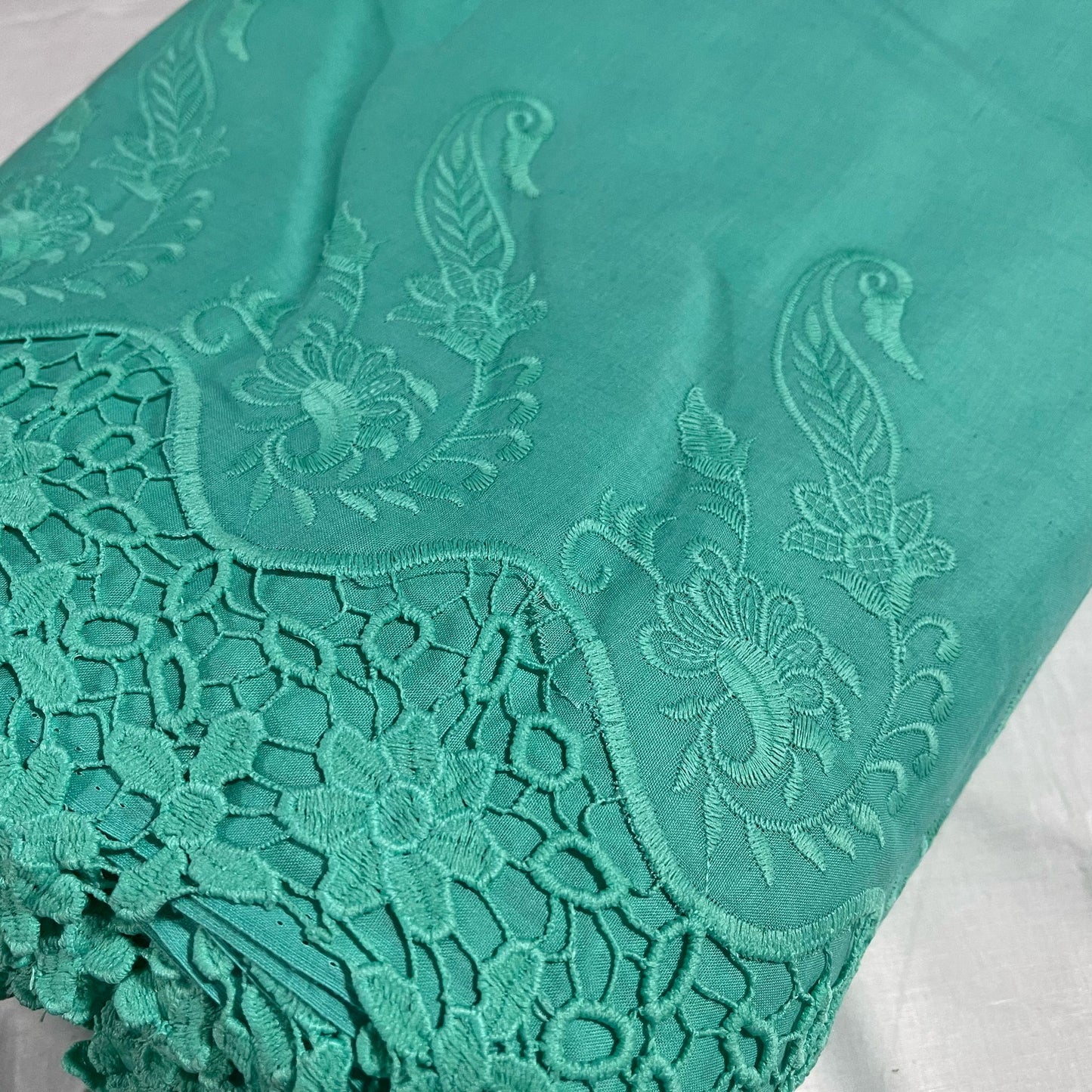 Cotton Floral Embroidery Fabric – Broderie Anglaise Lace Dress & Craft Material, 44" Wide