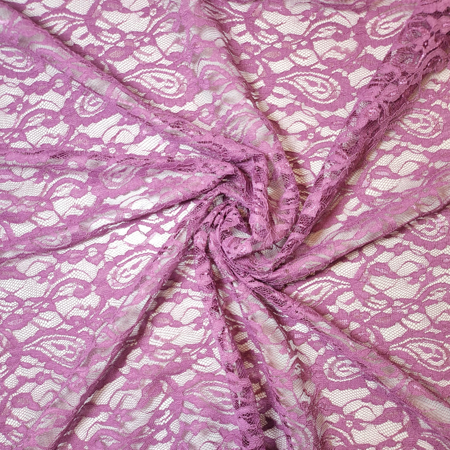 Floral Bridal Lace Fabric – 58" Wide Polyester Mesh & Elastane Blend Dress Material by the Meter