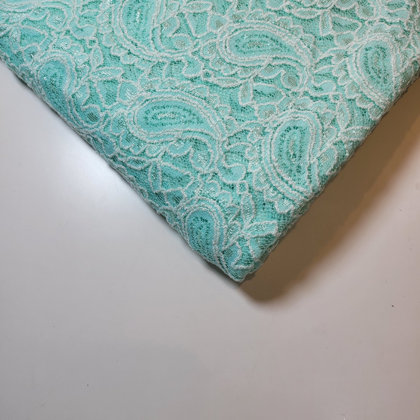 Floral Bridal Lace Fabric – 58" Wide Polyester Mesh & Elastane Blend Dress Material by the Meter