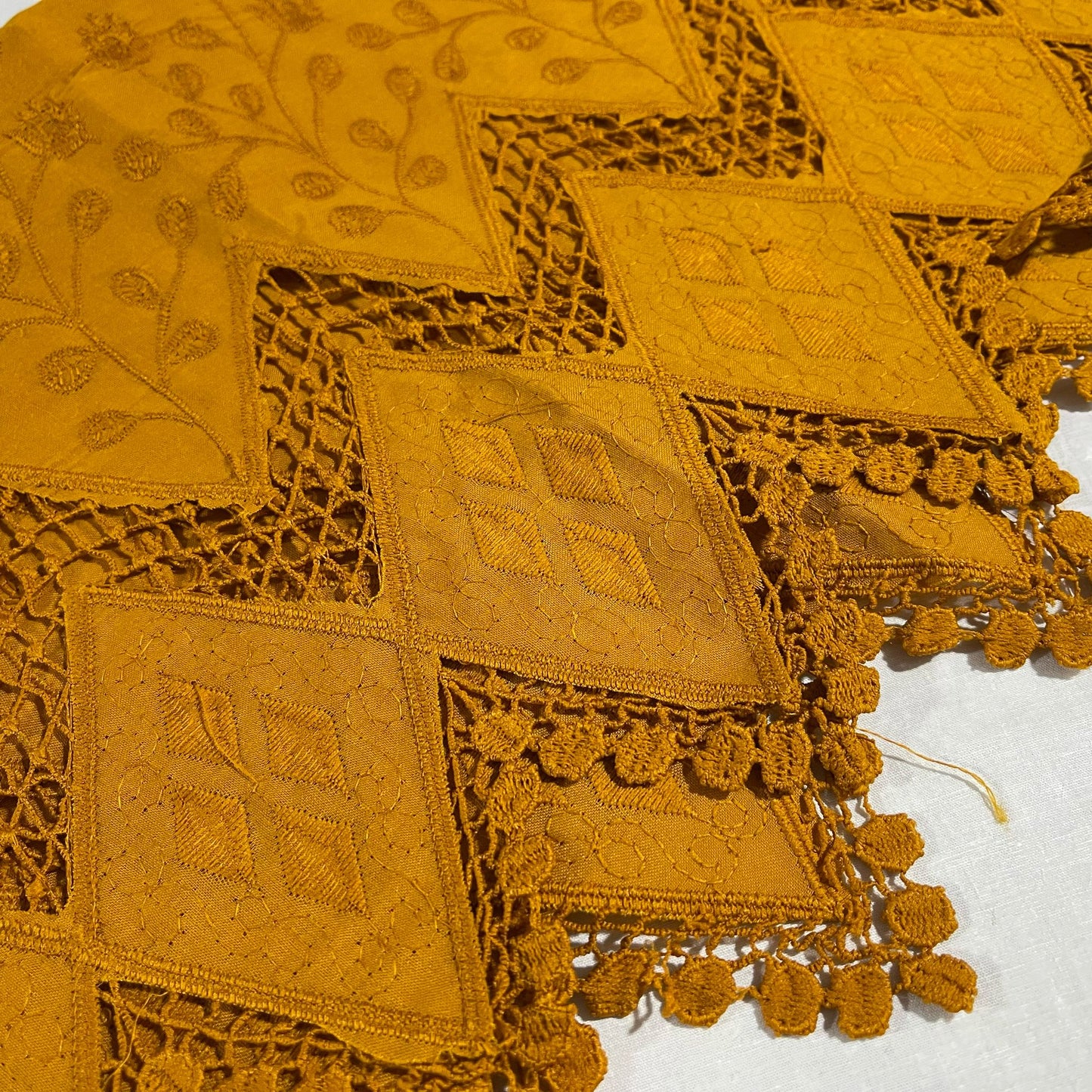 Cotton Floral Embroidery Fabric – Broderie Anglaise Lace Dress & Craft Material, 44" Wide