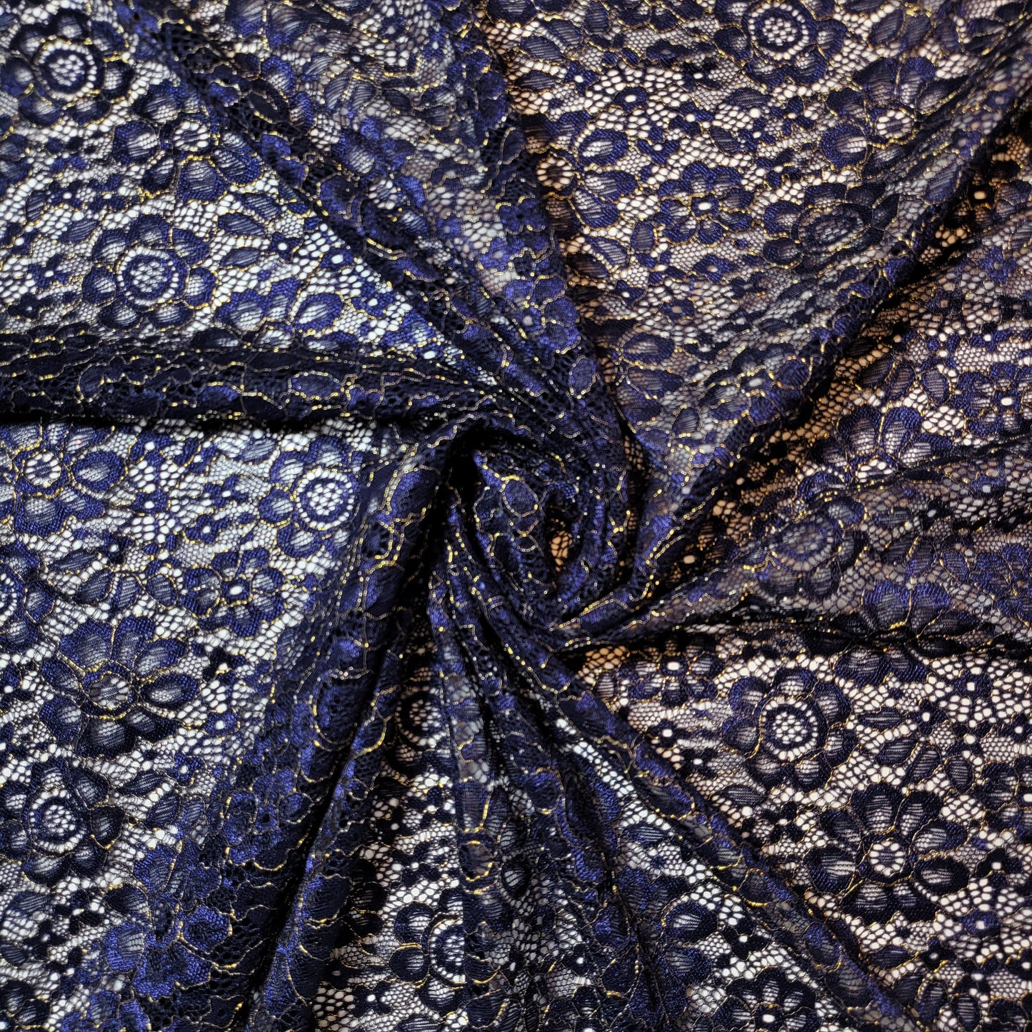 Floral Bridal Lace Fabric – 58" Wide Polyester Mesh & Elastane Blend Dress Material by the Meter