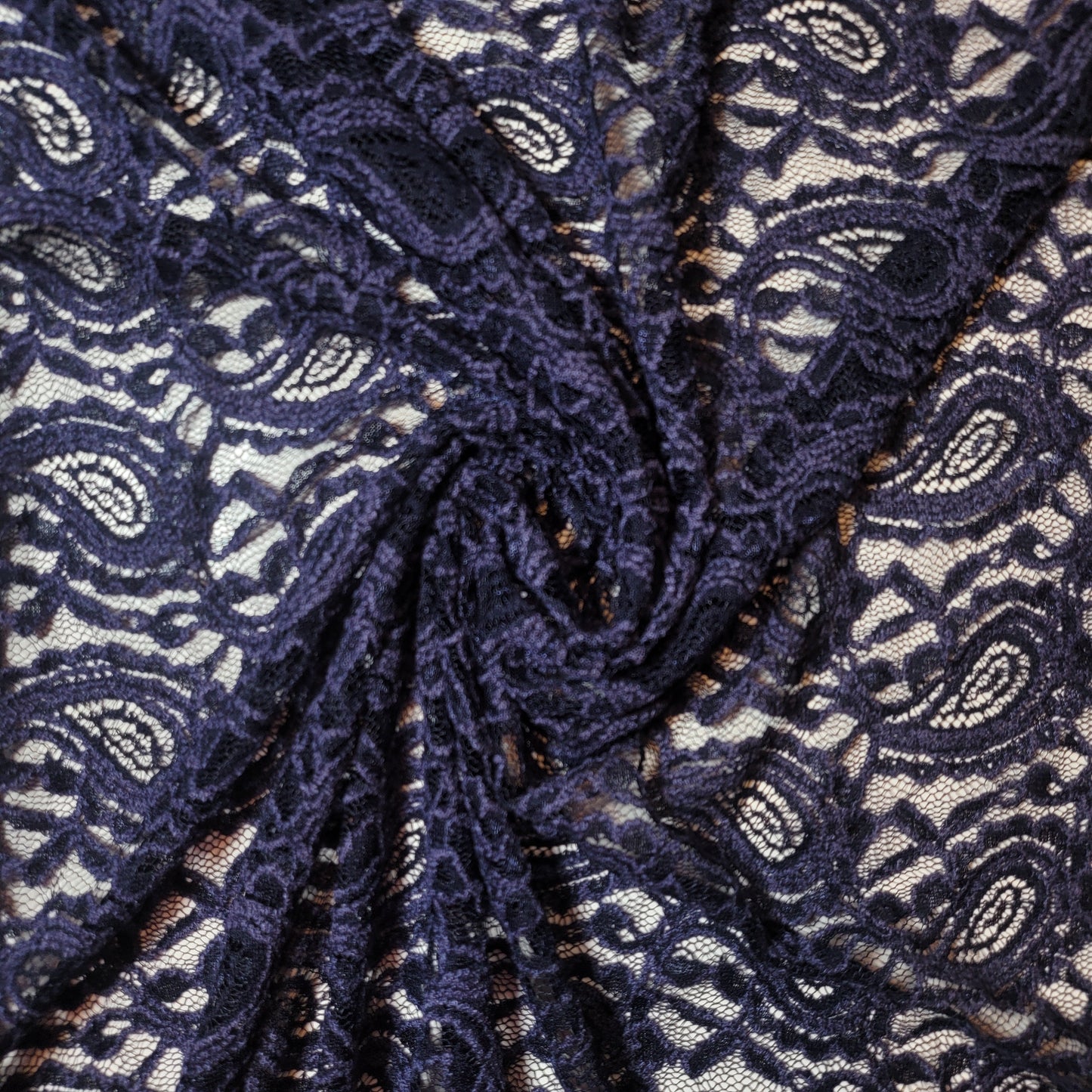 Floral Bridal Lace Fabric – 58" Wide Polyester Mesh & Elastane Blend Dress Material by the Meter