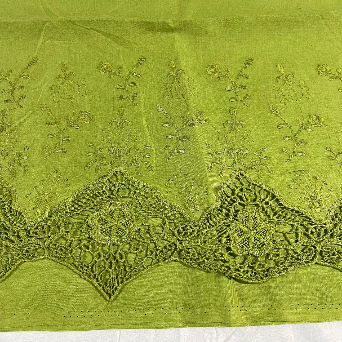 Cotton Floral Embroidery Fabric – Broderie Anglaise Lace Dress & Craft Material, 44" Wide