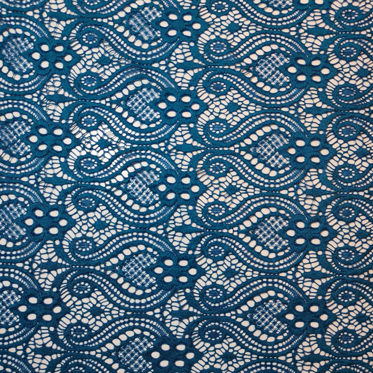 Floral Bridal Lace Fabric – 58" Wide Polyester Mesh & Elastane Blend Dress Material by the Meter