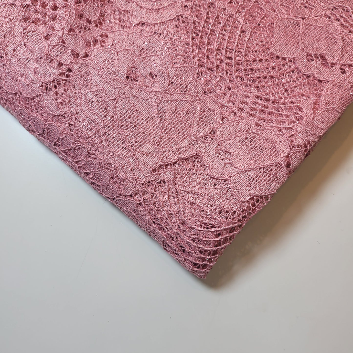 Floral Bridal Lace Fabric – 58" Wide Polyester Mesh & Elastane Blend Dress Material by the Meter