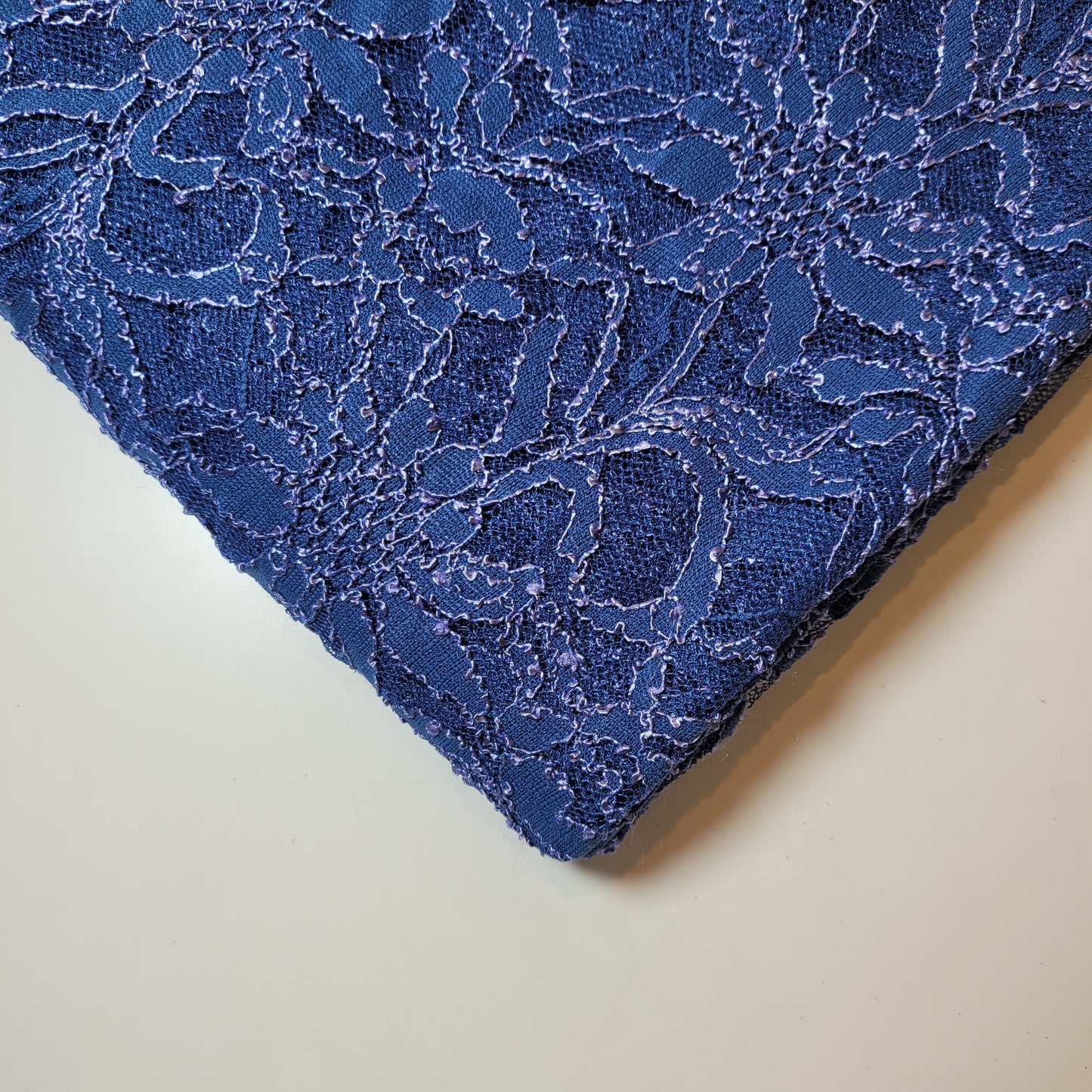 Floral Bridal Lace Fabric – 58" Wide Polyester Mesh & Elastane Blend Dress Material by the Meter