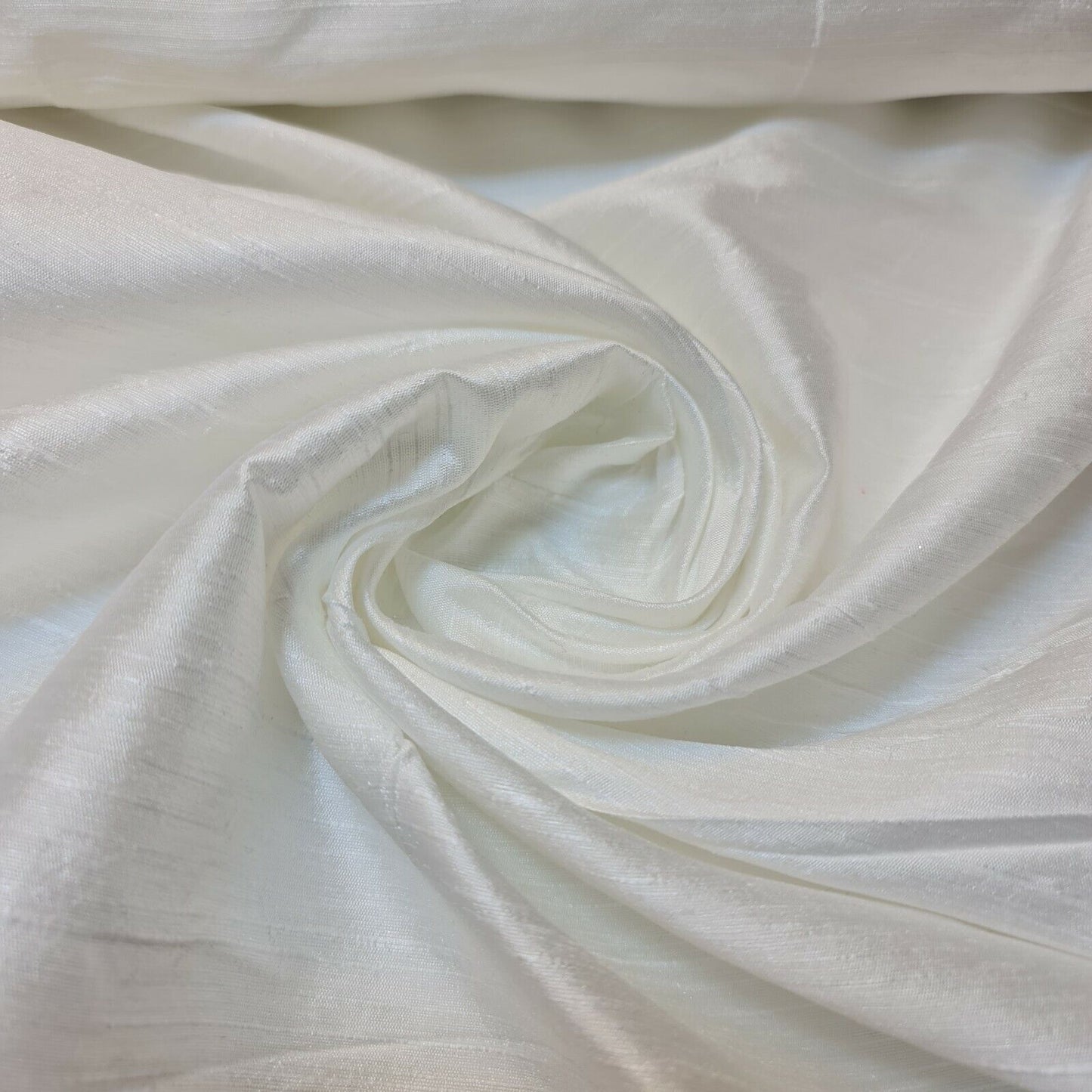 Plain Slub Faux Dupion Raw Silk Fabric – 100% Polyester – 44" Wide Upholstery, Bridal & Craft Material by the Metre White