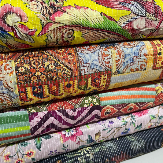Kantha Batik Cotton Fabric – 44" Wide Craft, Dressmaking & Blind Curtain Material by the Meter - Textile Station