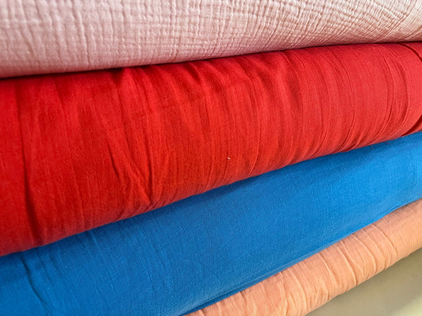 Double Gauze 100% Cotton Fabric – 58" Wide Soft Muslin Material for Dresses, Baby Clothes & Crafts