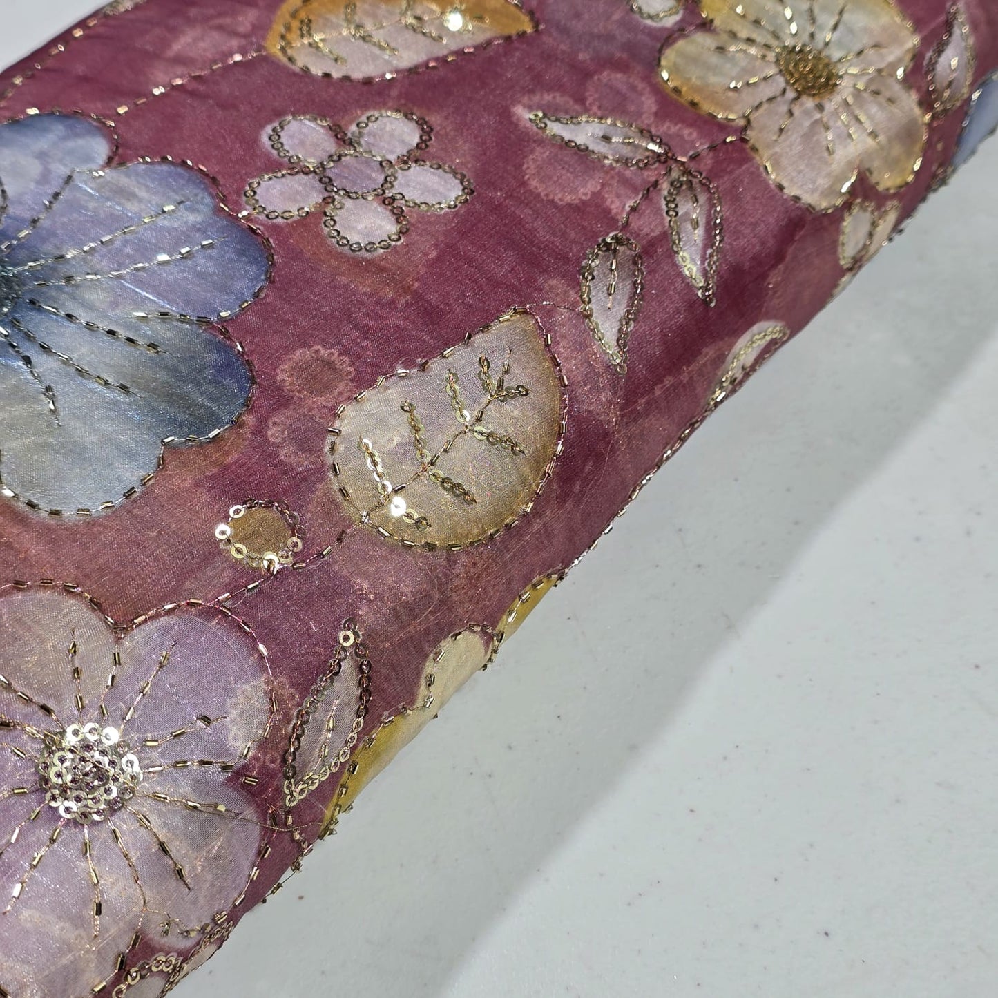 Luxury Floral Bead Embroidered Organza Fabric Wedding Saree Dress Making Craft Material 44" Wide Sold By The Meter