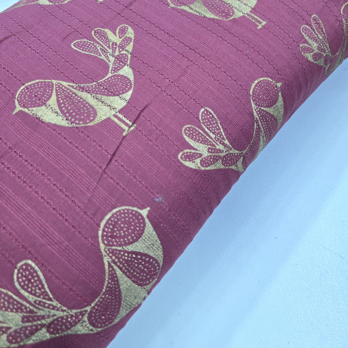 Golden Bird 100% Cotton Textured Fabric Crafts Dress Costume Material 44" Meter