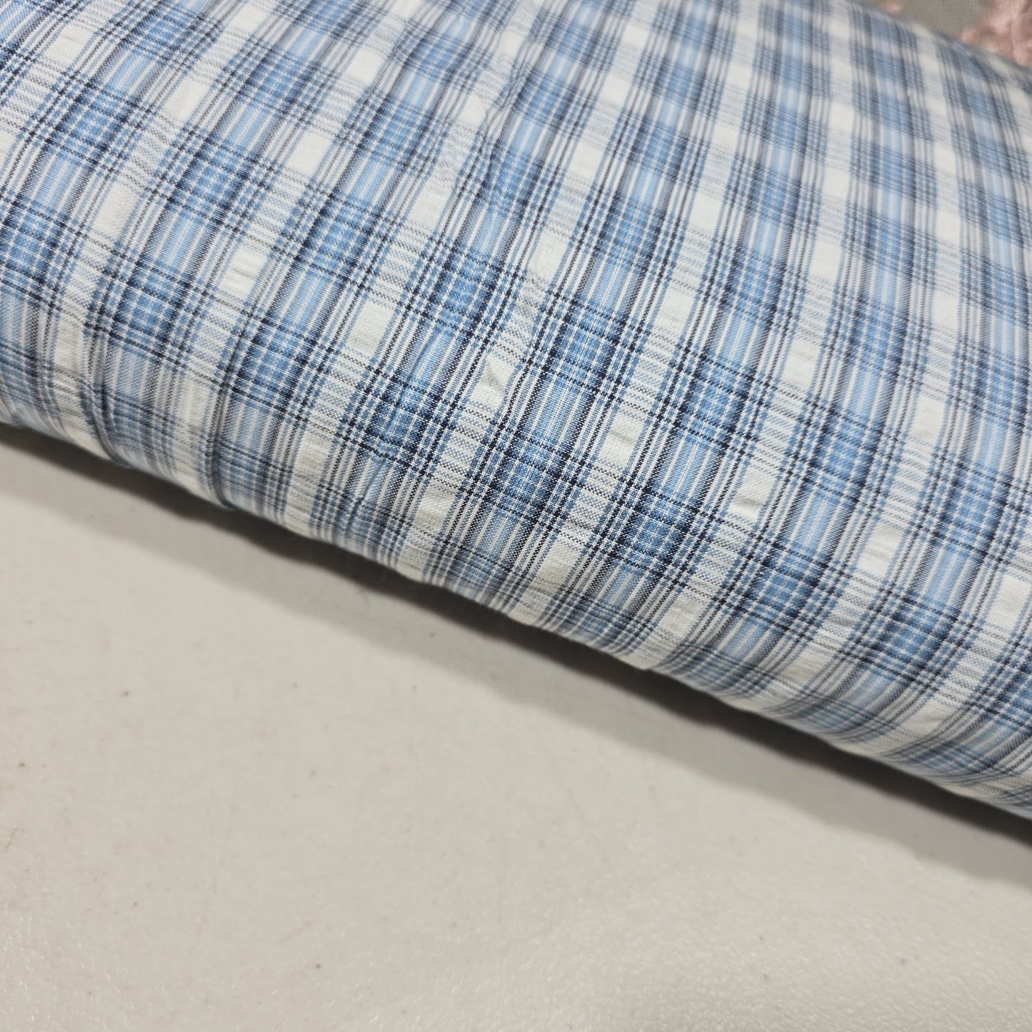 Blue Madras Check 100% Cotton Fabric Dress Craft Shirt Material 44" By The Meter