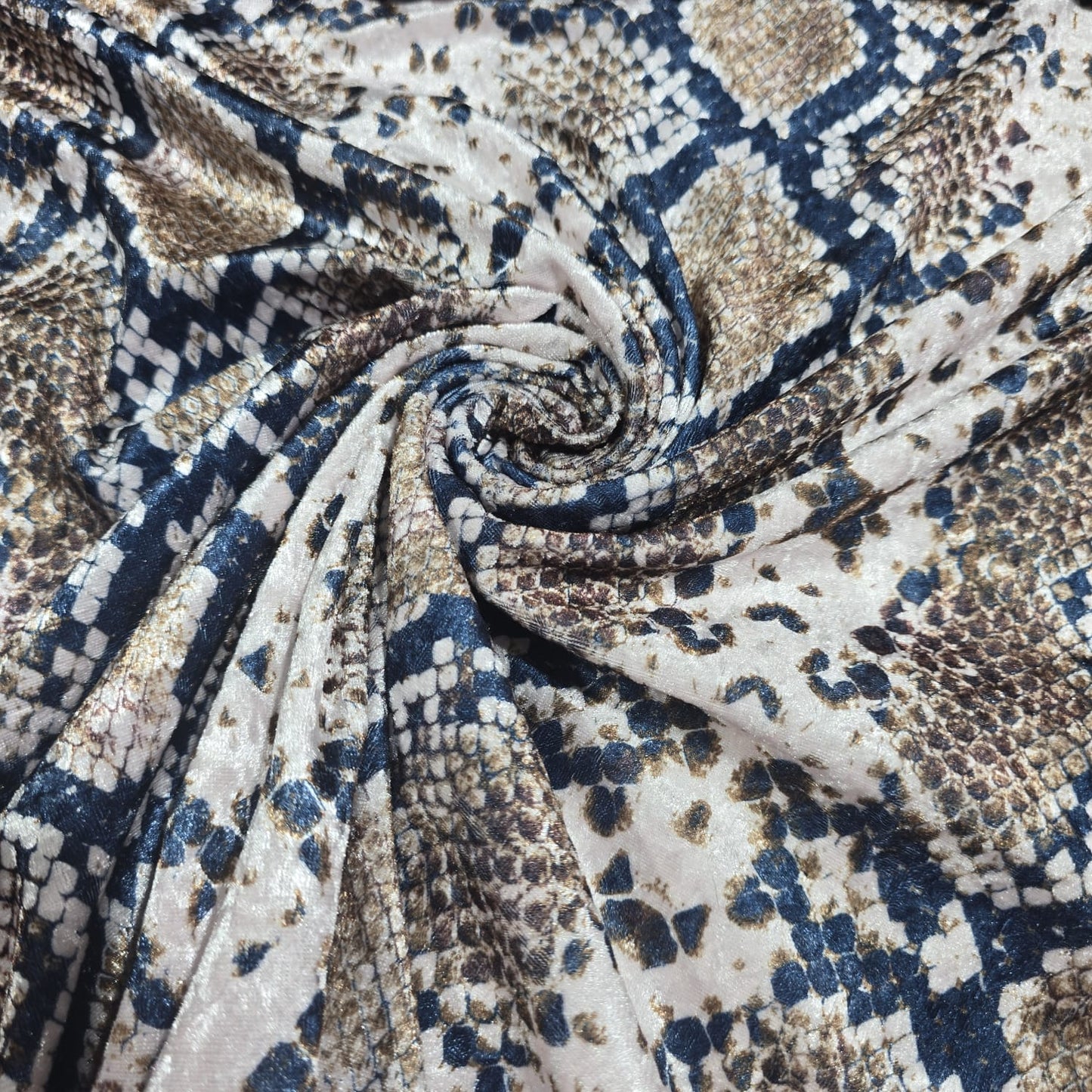 Snake Print Velour Stretch Fabric | Soft Velvet Jersey Material | 58" Wide Snakeskin Dress Fabric | Sold by the Metre