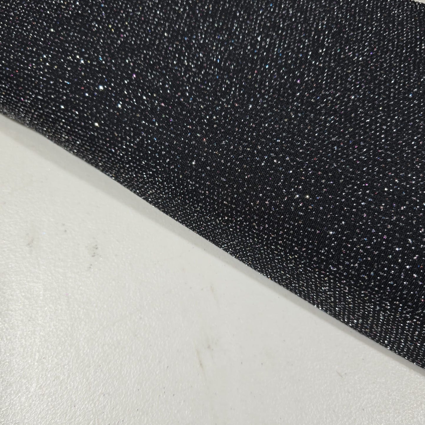 Black Silver Sparkle Jersey Lurex Polyester Material Moonlight Stretch Dress Fabric 58β