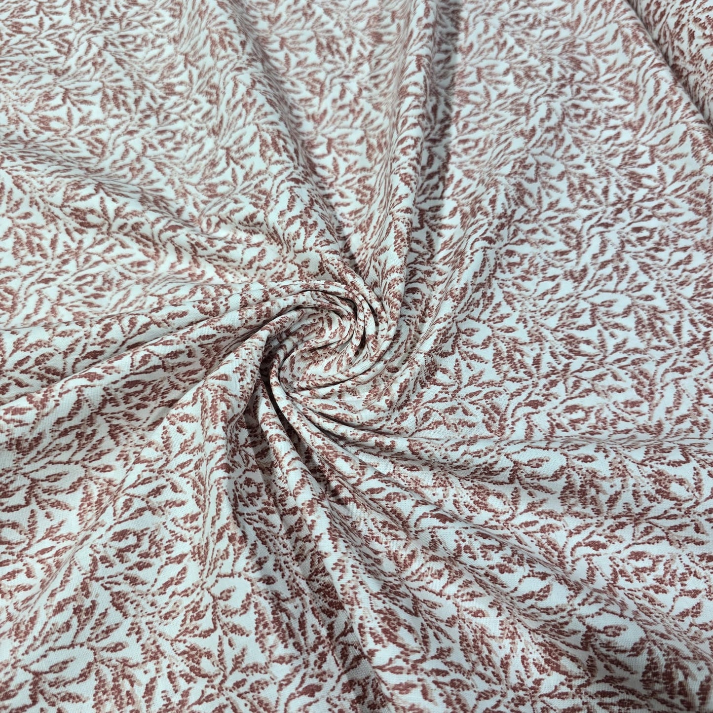 Premium 100% Cotton Poplin Fabric β Terracotta Leaf & Botanical Print β 58" (147cm) Wide by the Metre