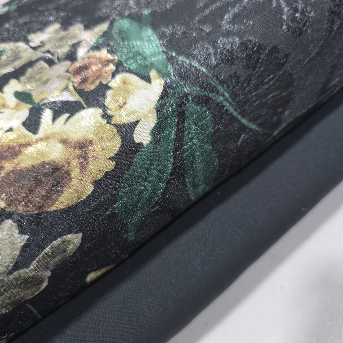 Black Floral Velvet Devore & Plain Wool Peach Skin Fabric 58" Wide β Mix & Match By The Metre