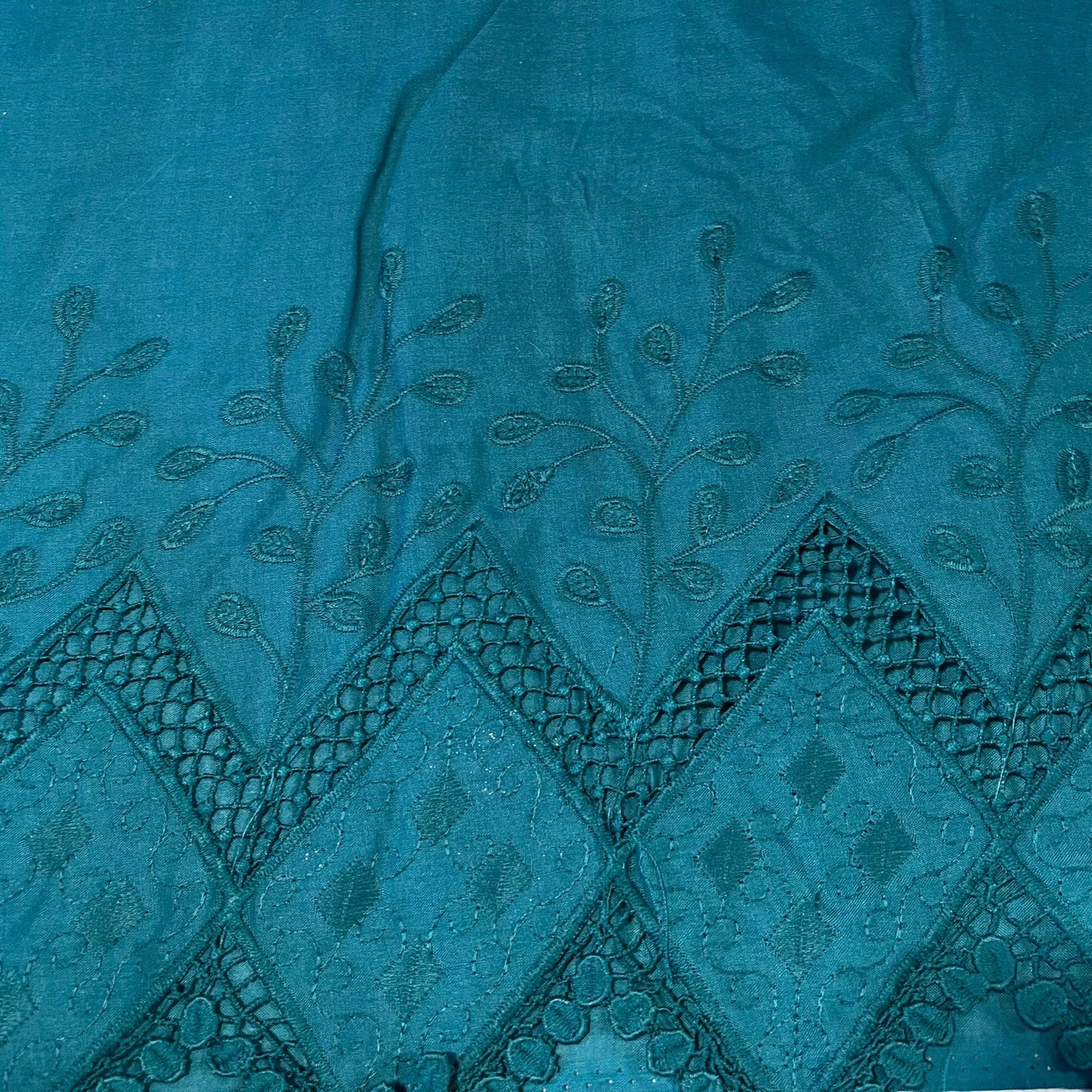 Cotton Floral Embroidery Fabric – Broderie Anglaise Lace Dress & Craft Material, 44" Wide