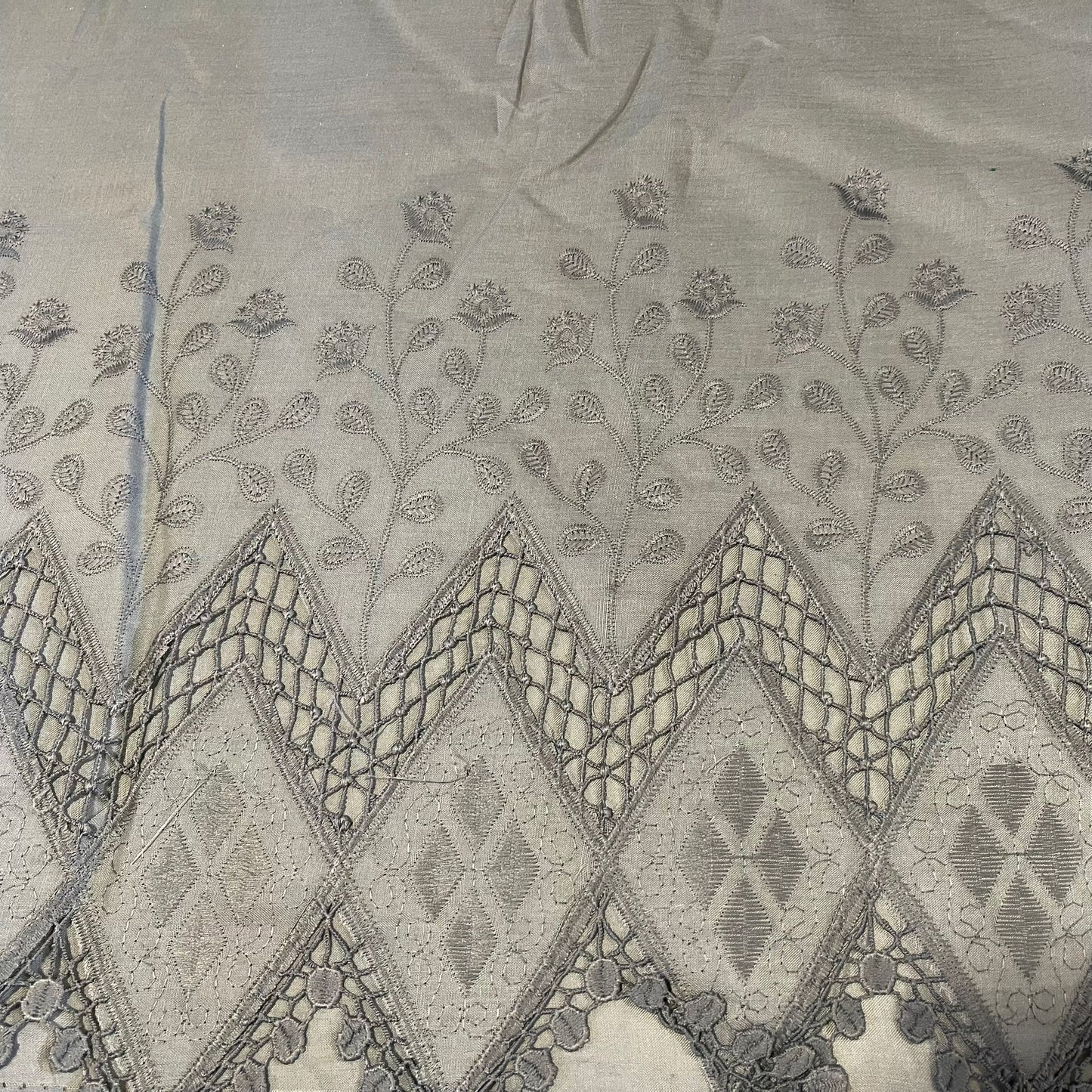 Cotton Floral Embroidery Fabric – Broderie Anglaise Lace Dress & Craft Material, 44" Wide