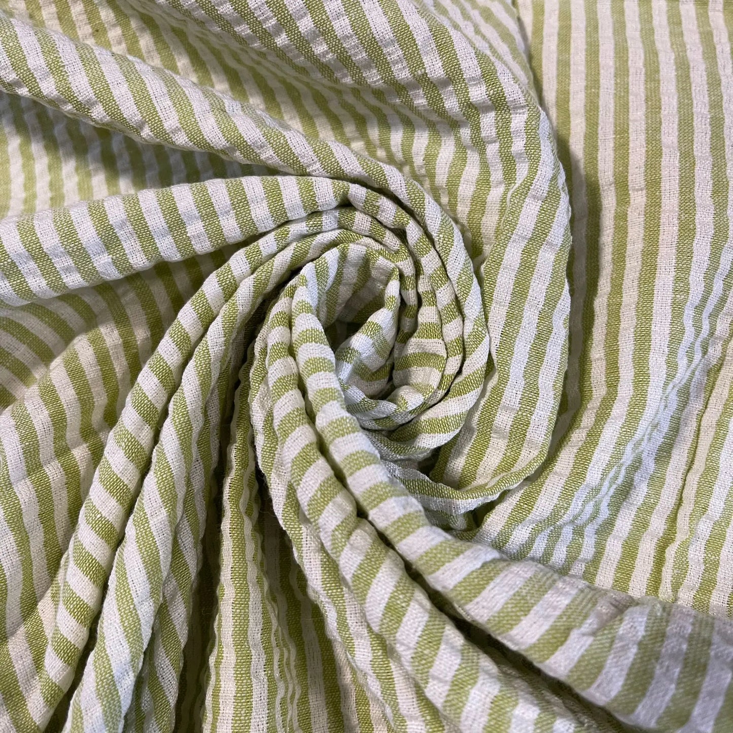 100% Cotton Seersucker Fabric β Crush Stripe 44" (112cm) Wide Dress & Craft Material, Sold by the Meter
