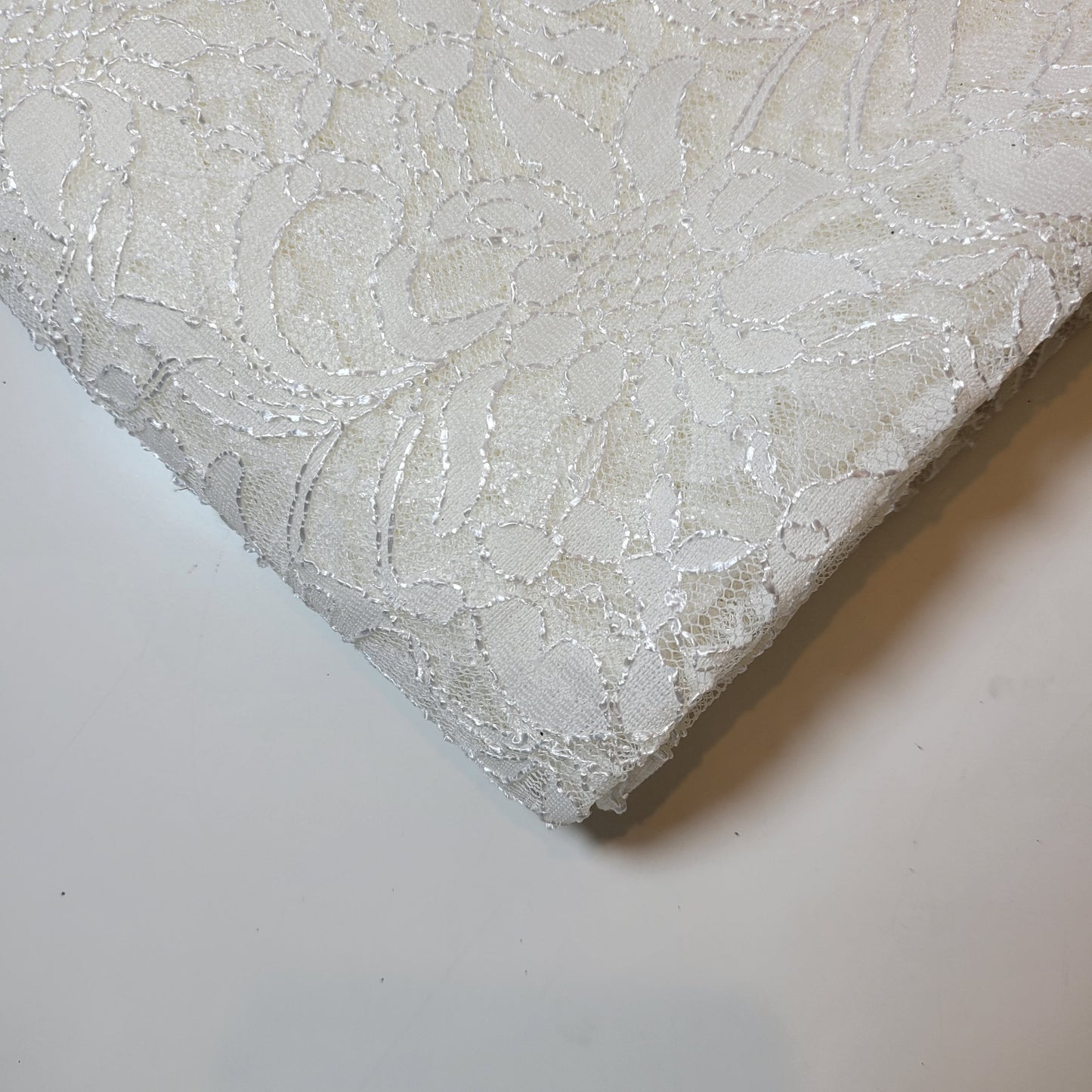 Floral Bridal Lace Fabric – 58" Wide Polyester Mesh & Elastane Blend Dress Material by the Meter