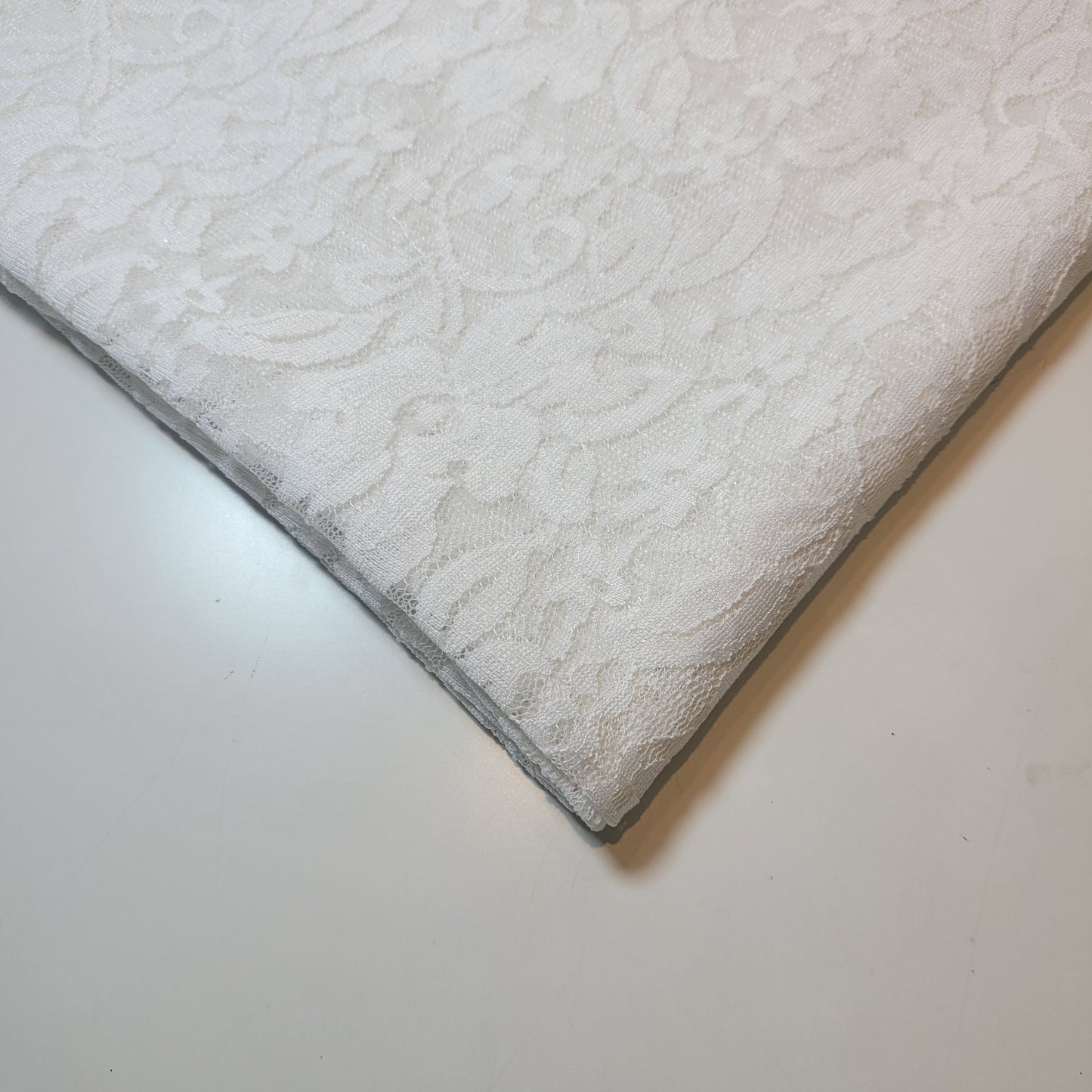 Floral Bridal Lace Fabric – 58" Wide Polyester Mesh & Elastane Blend Dress Material by the Meter