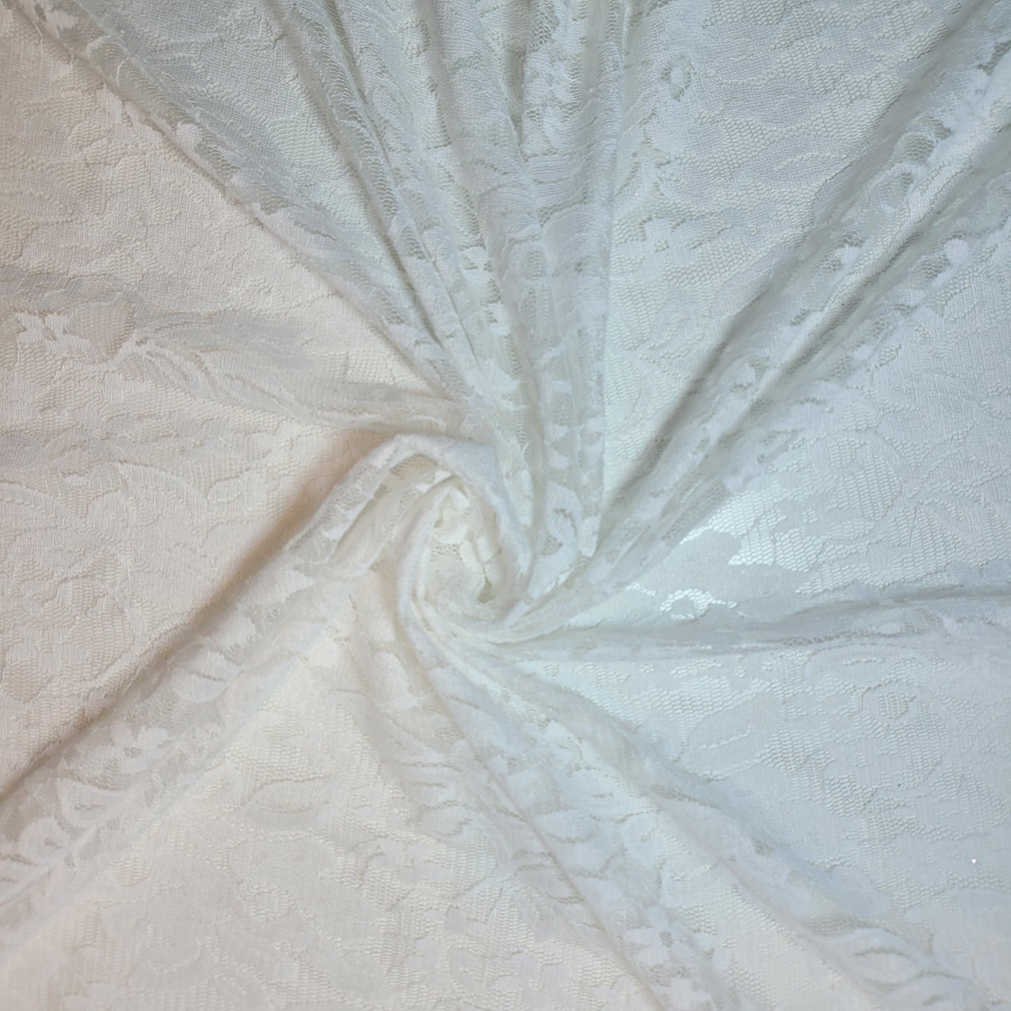 Floral Bridal Lace Fabric – 58" Wide Polyester Mesh & Elastane Blend Dress Material by the Meter