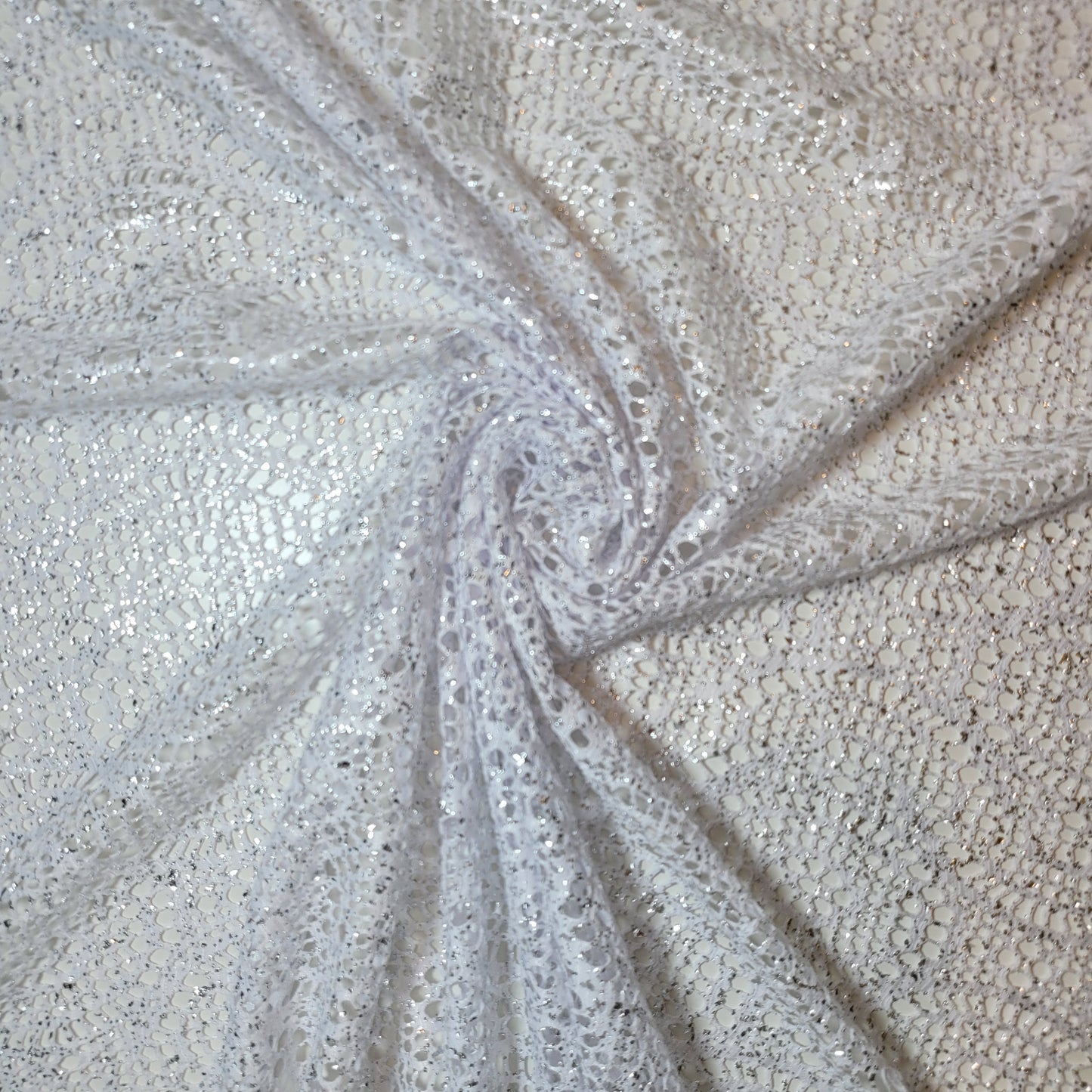 Floral Bridal Lace Fabric – 58" Wide Polyester Mesh & Elastane Blend Dress Material by the Meter