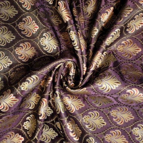 * Clearance * Geometric Stripes & Tartan Chenille Tapestry-Inspired Medium to Heavyweight Curtain & Upholstery Fabrics – 58" Wide", Sold by the Meter (Wine Damask)