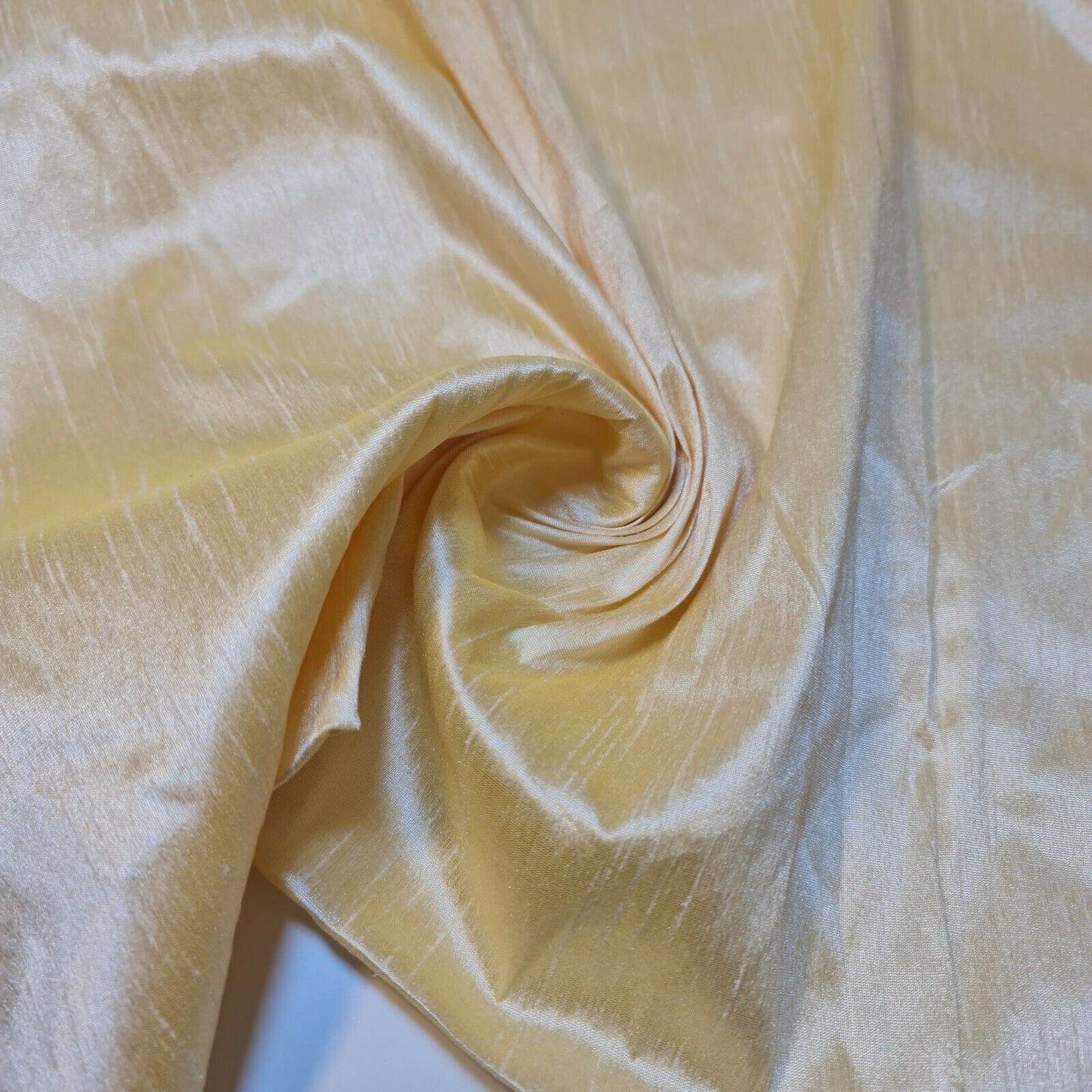 Plain Slub Faux Dupion Raw Silk Fabric – 100% Polyester – 44" Wide Upholstery, Bridal & Craft Material by the Metre Yellow Gold