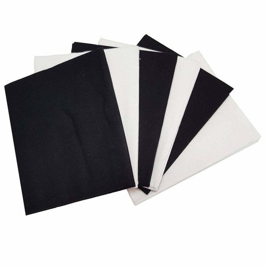 100% Cotton Fat Quarter Bundle – 6pcs Black & White Quilting & Patchwork Fabric (50x50cm) - Textile Station